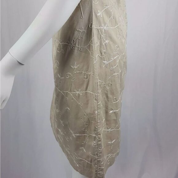Tommy Hilfiger Womens Size 8 Tan Floral Embroidered Spaghetti Strap Shift Dress - Picture 7 of 11